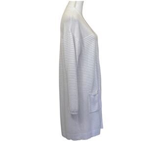 T by Talbots White Open Front Cotton Blend Cardigan XS New